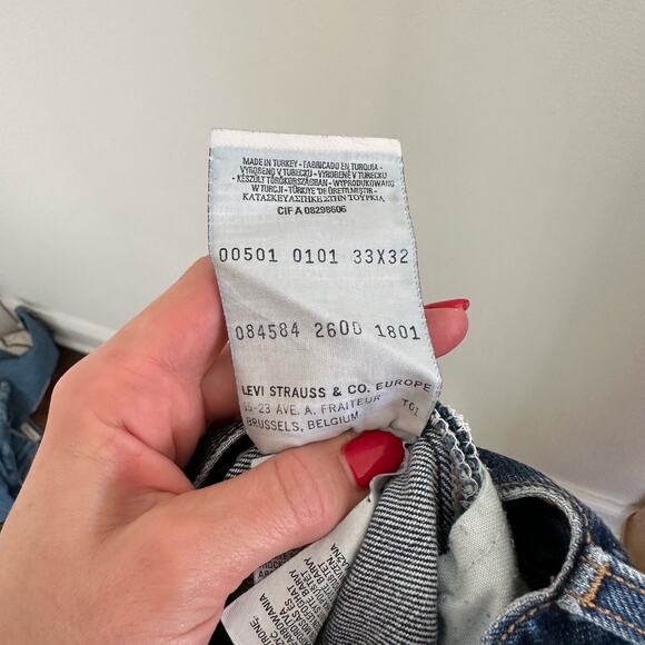 Levi's 501 Floral Patchwork Bell Bottom Flare Denim Jeans Dark Wash 33 - Picture 11 of 12